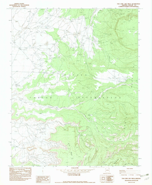 Classic USGS Toh Chin Lini Mesa Arizona 7.5'x7.5' Topo Map Image