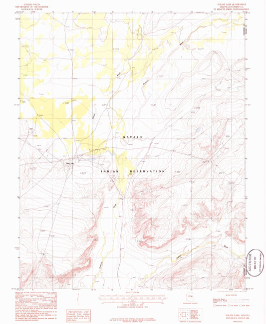 Classic USGS Tolani Lake Arizona 7.5'x7.5' Topo Map Image
