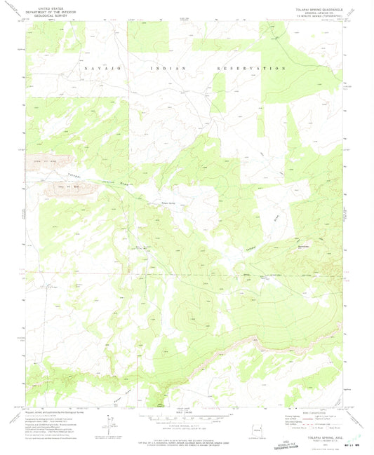 Classic USGS Tolapai Spring Arizona 7.5'x7.5' Topo Map Image