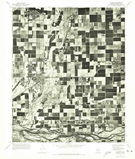 Classic USGS Tolleson Arizona 7.5'x7.5' Topo Map Image