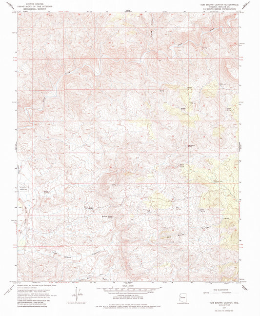 Classic USGS Tom Brown Canyon Arizona 7.5'x7.5' Topo Map Image