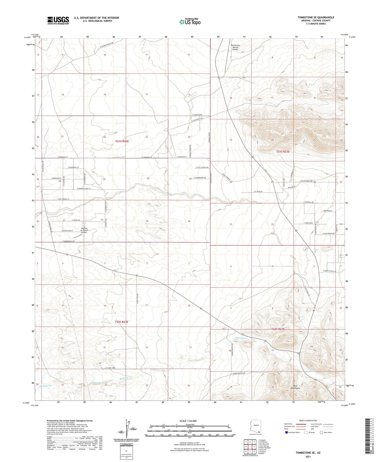 Tombstone SE Arizona US Topo Map Image