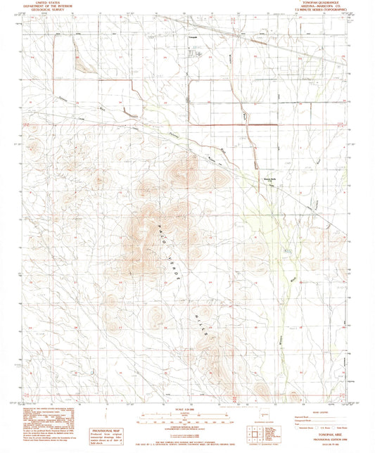 Classic USGS Tonopah Arizona 7.5'x7.5' Topo Map Image