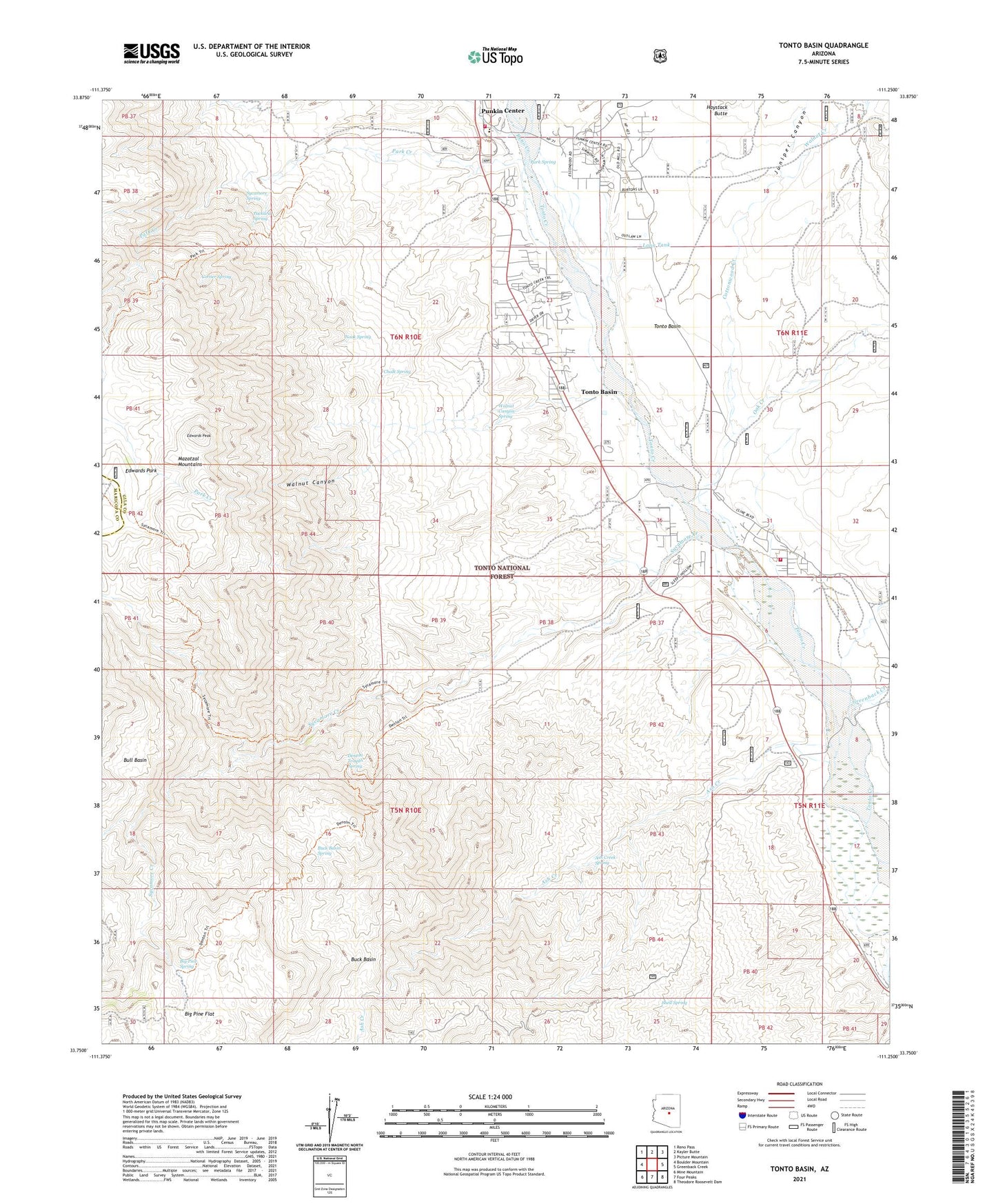 Tonto Basin Arizona US Topo Map Image