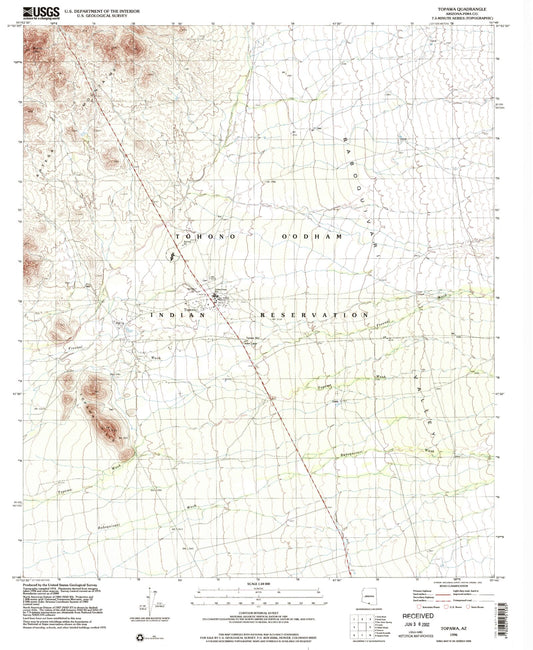 Classic USGS Topawa Arizona 7.5'x7.5' Topo Map Image