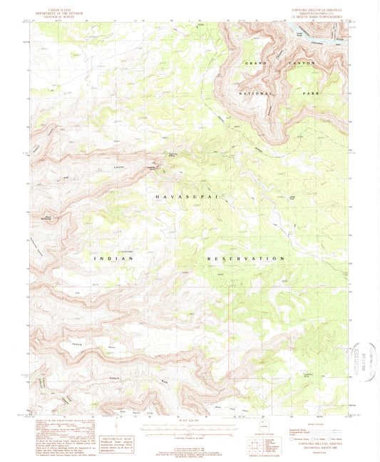 Classic USGS Topocoba Hilltop Arizona 7.5'x7.5' Topo Map Image