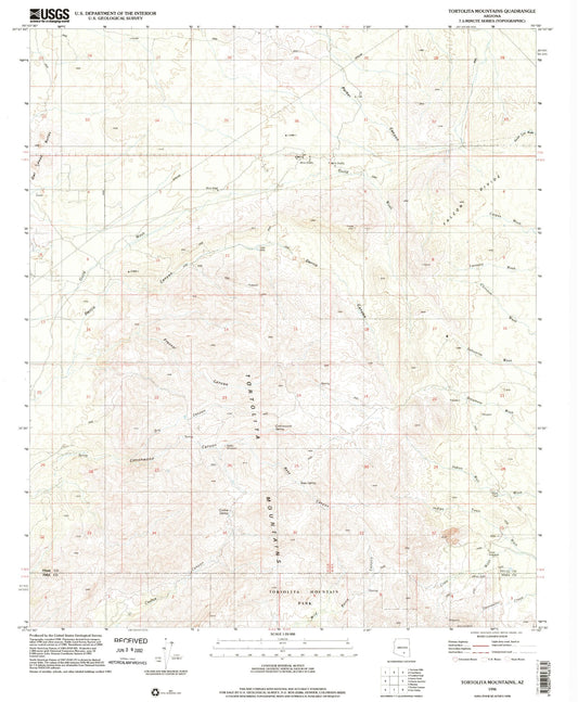 Classic USGS Tortolita Mountains Arizona 7.5'x7.5' Topo Map Image