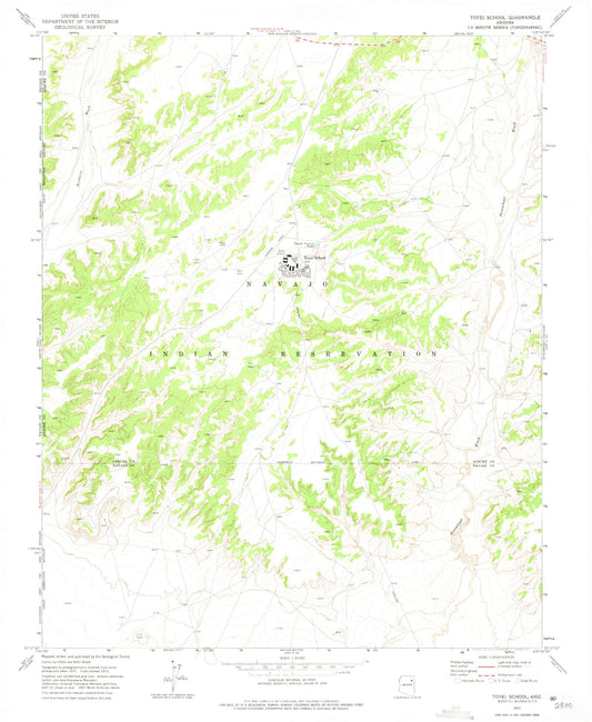 Classic USGS Toyei School Arizona 7.5'x7.5' Topo Map Image