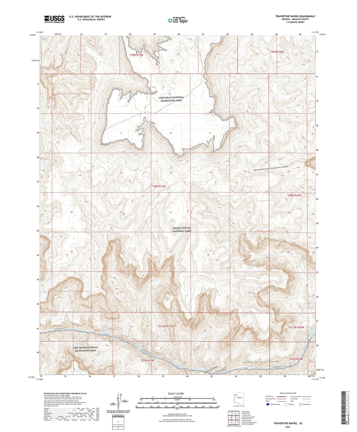 Travertine Rapids Arizona US Topo Map Image