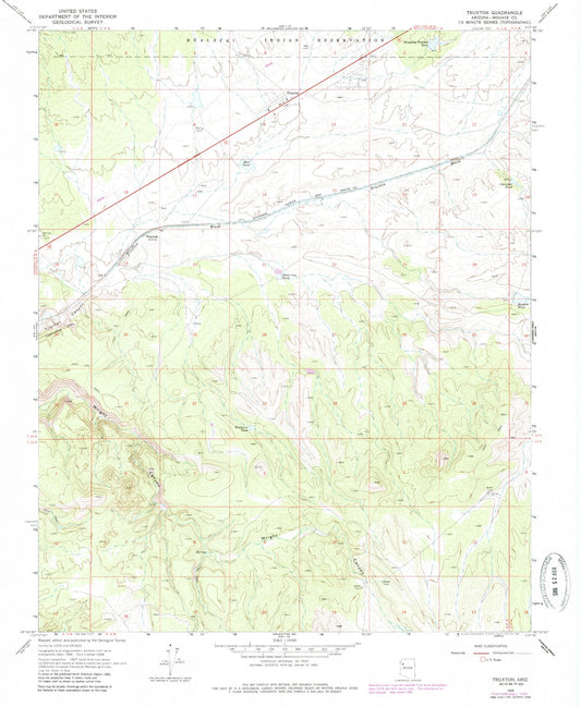 Classic USGS Truxton Arizona 7.5'x7.5' Topo Map Image