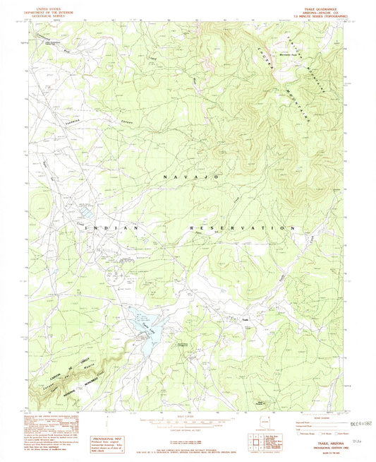 Classic USGS Tsaile Arizona 7.5'x7.5' Topo Map Image
