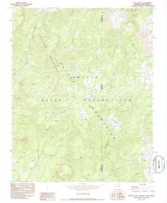 Classic USGS Tsaile Butte Arizona 7.5'x7.5' Topo Map Image