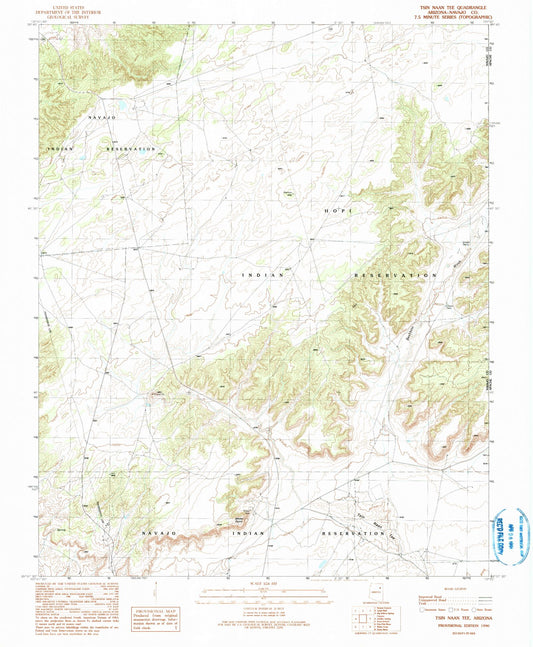 Classic USGS Tsin Naan Tee Arizona 7.5'x7.5' Topo Map Image