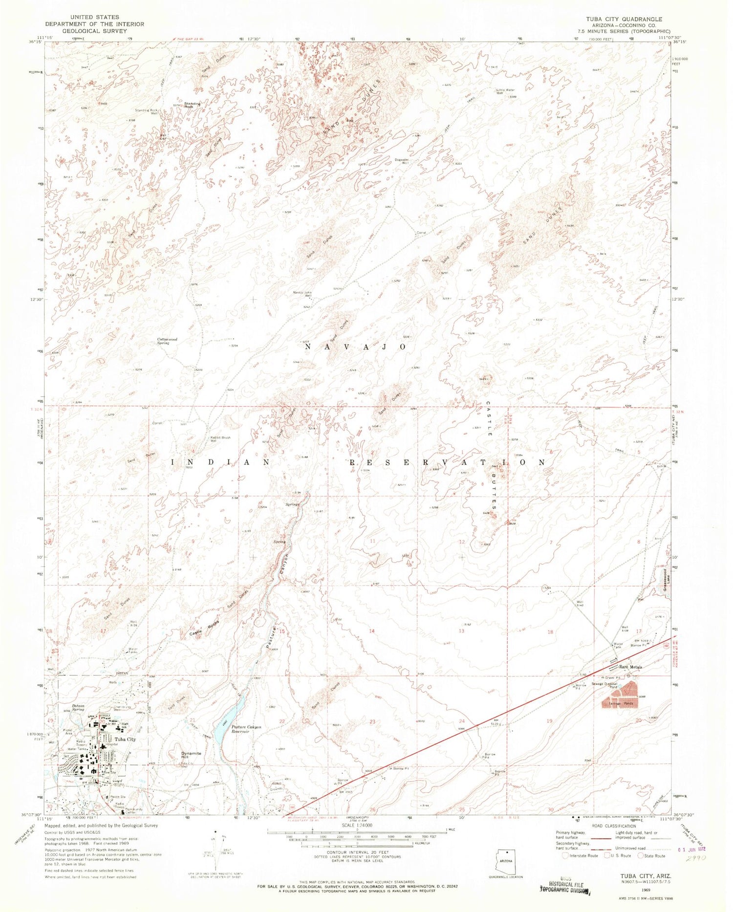 Classic USGS Tuba City Arizona 7.5'x7.5' Topo Map Image