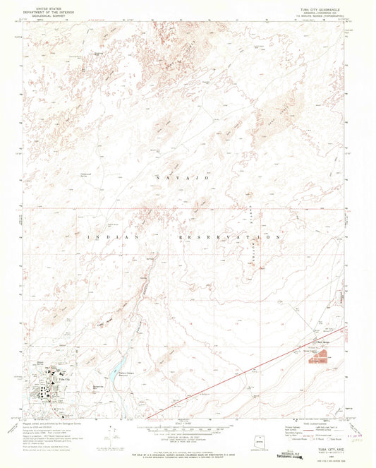 Classic USGS Tuba City Arizona 7.5'x7.5' Topo Map Image
