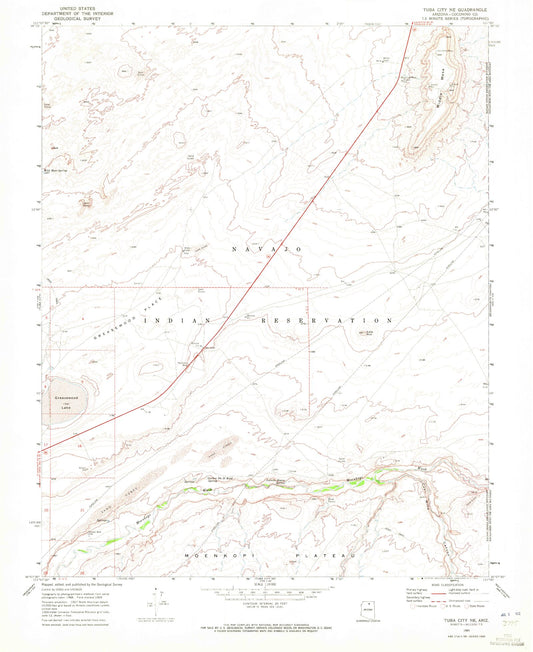 Classic USGS Middle Mesa Arizona 7.5'x7.5' Topo Map Image