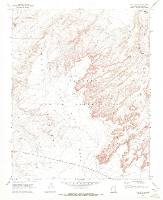Classic USGS Tuba City SE Arizona 7.5'x7.5' Topo Map Image