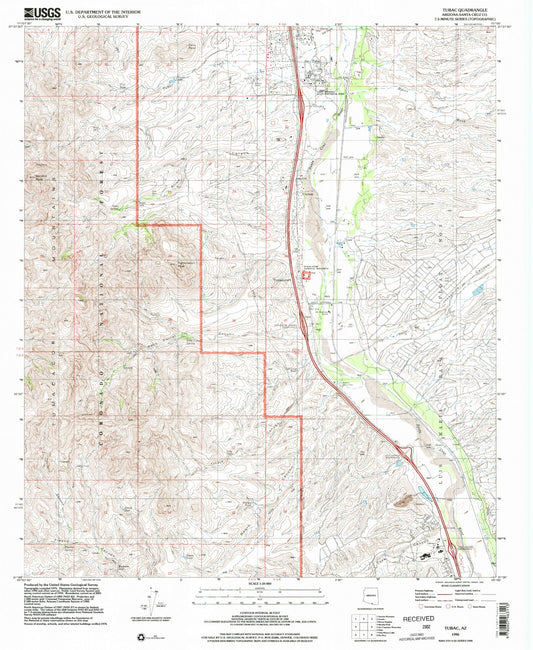 Classic USGS Tubac Arizona 7.5'x7.5' Topo Map Image