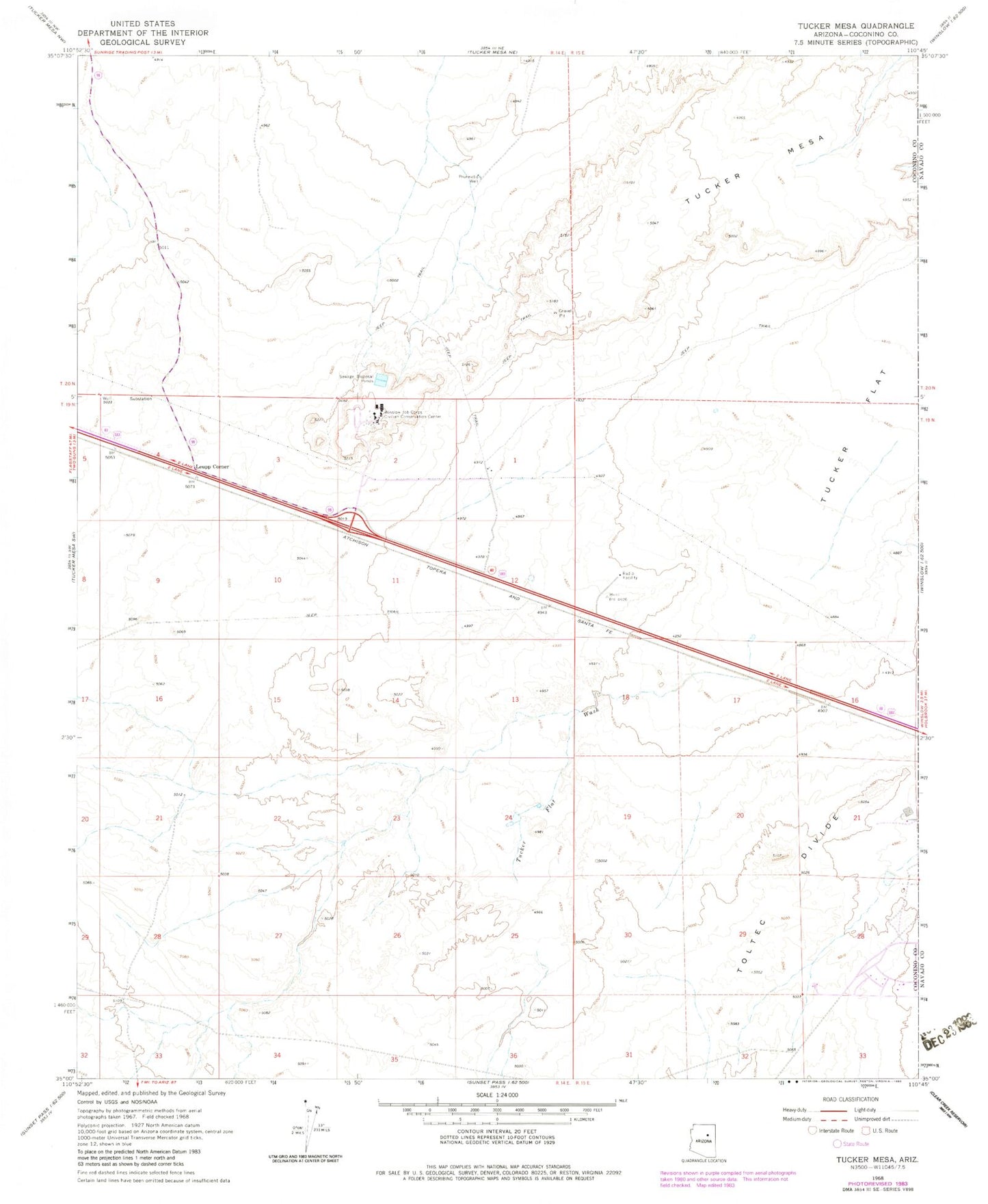 Classic USGS Tucker Mesa Arizona 7.5'x7.5' Topo Map Image