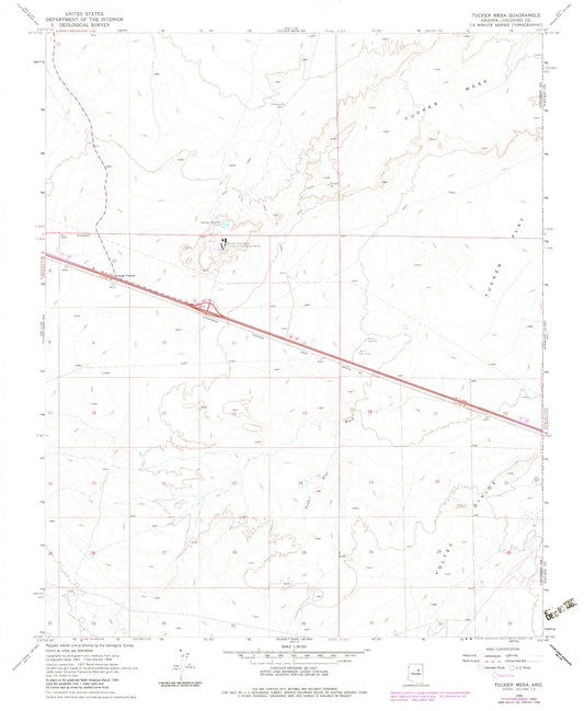 Classic USGS Tucker Mesa Arizona 7.5'x7.5' Topo Map Image