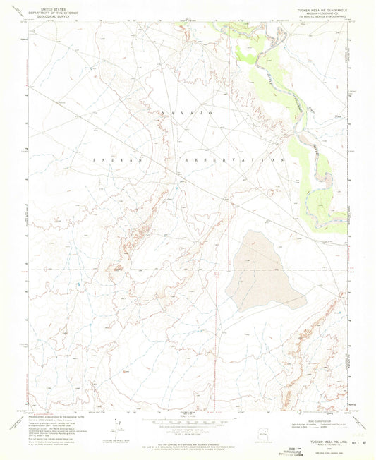 Classic USGS Tucker Mesa NE Arizona 7.5'x7.5' Topo Map Image