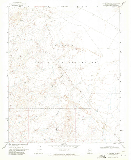 Classic USGS Tucker Mesa NW Arizona 7.5'x7.5' Topo Map Image