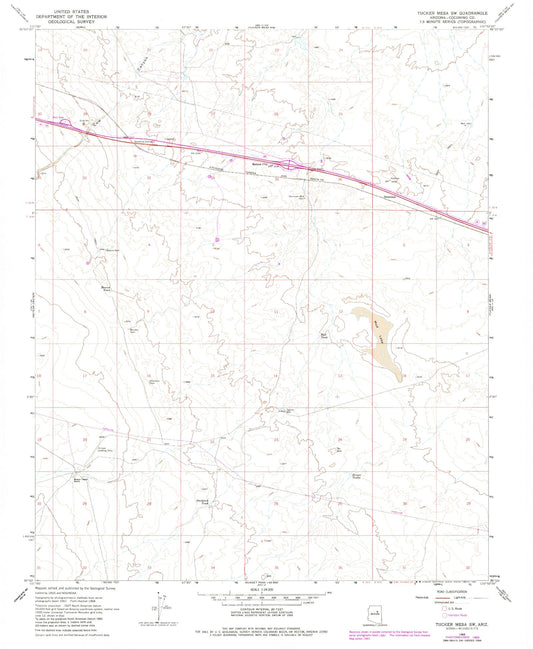 Classic USGS Tucker Mesa SW Arizona 7.5'x7.5' Topo Map Image