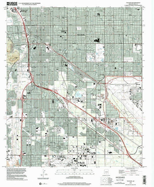 Classic USGS Tucson Arizona 7.5'x7.5' Topo Map Image