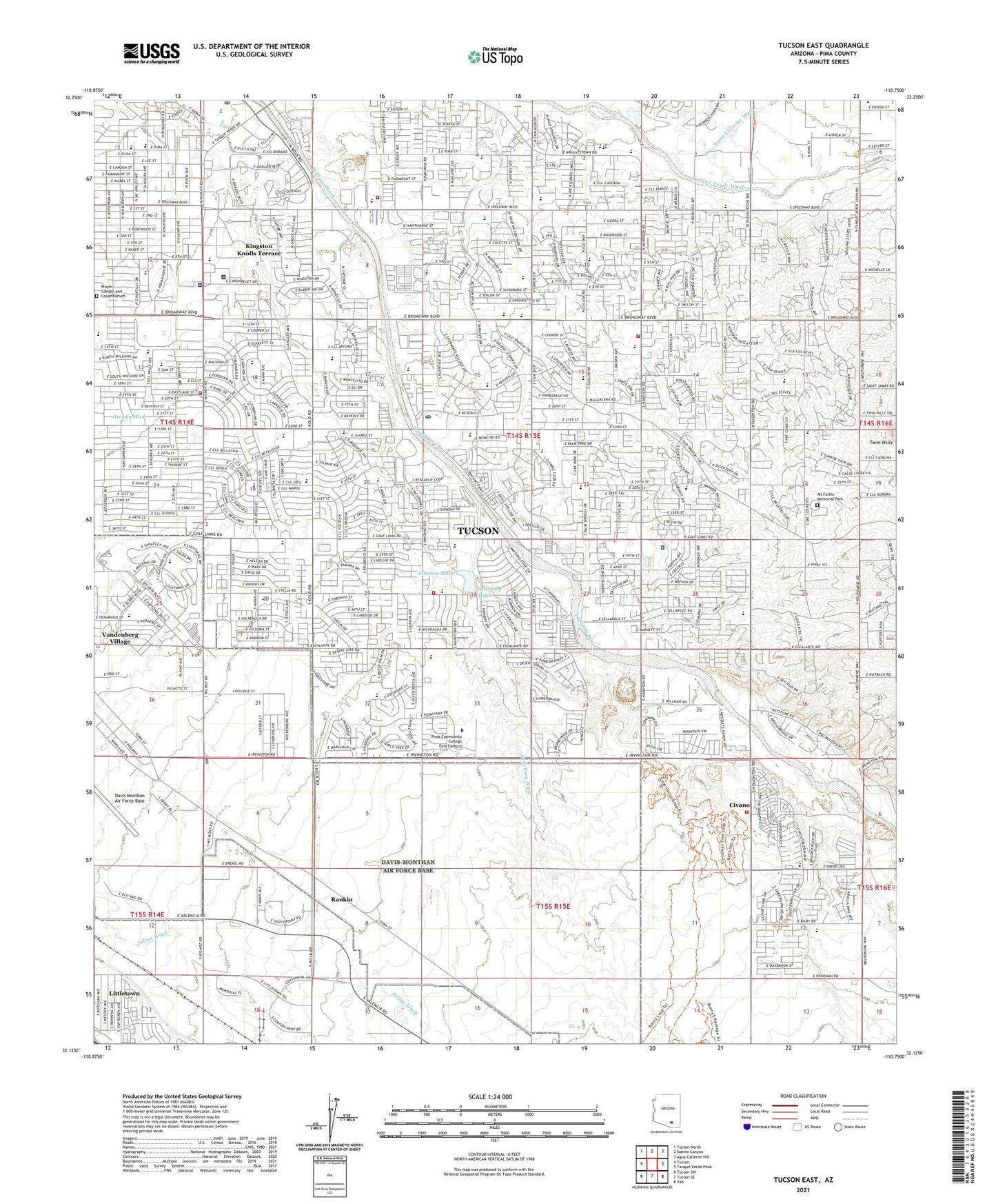 Tucson East Arizona US Topo Map Image