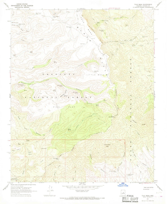 Classic USGS Tule Mesa Arizona 7.5'x7.5' Topo Map Image