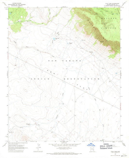 Classic USGS Tule Tubs Arizona 7.5'x7.5' Topo Map Image