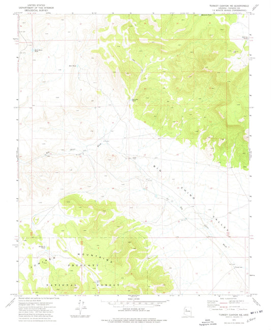 Classic USGS Turkey Canyon NE Arizona 7.5'x7.5' Topo Map Image