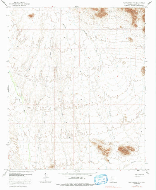Classic USGS Turtleback Mountain Arizona 7.5'x7.5' Topo Map Image