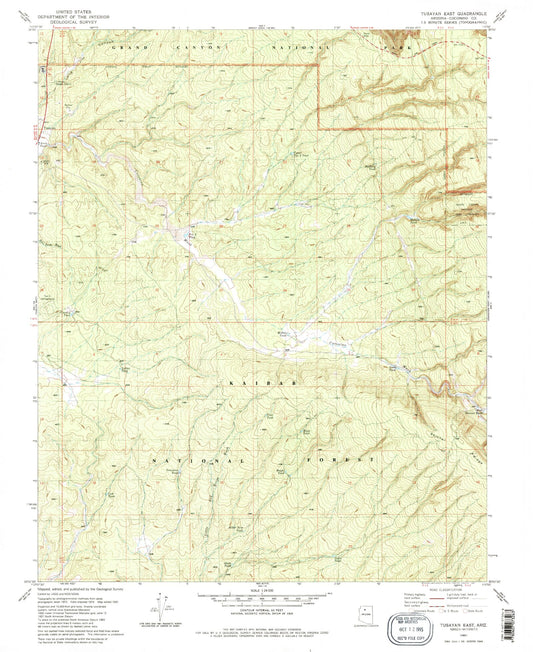 Classic USGS Tusayan East Arizona 7.5'x7.5' Topo Map Image
