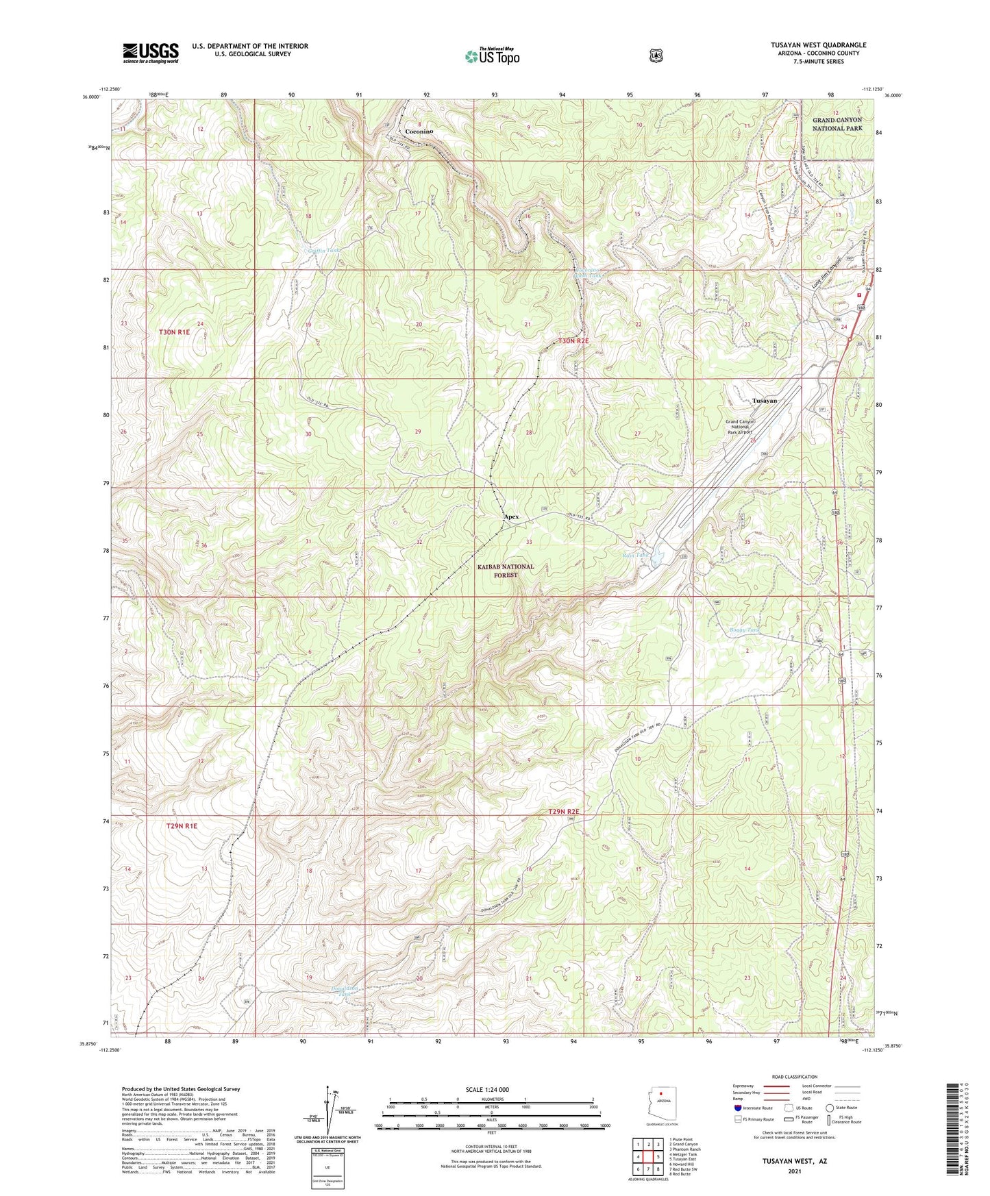 Tusayan West Arizona US Topo Map Image