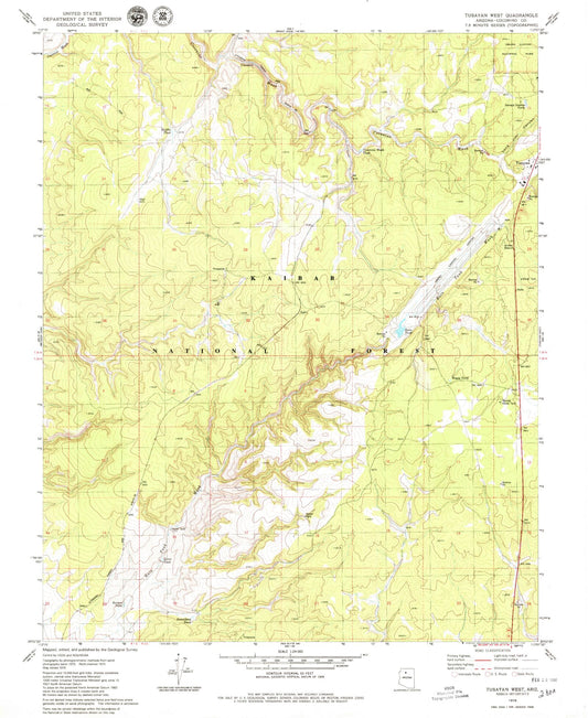 Classic USGS Tusayan West Arizona 7.5'x7.5' Topo Map Image