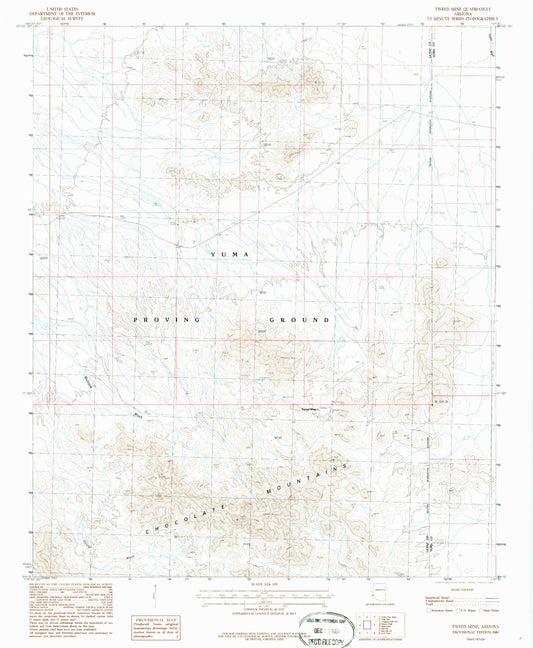 Classic USGS Tweed Mine Arizona 7.5'x7.5' Topo Map Image