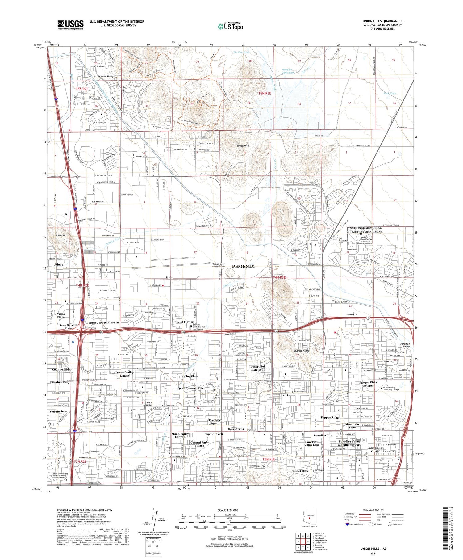 Union Hills Arizona US Topo Map Image