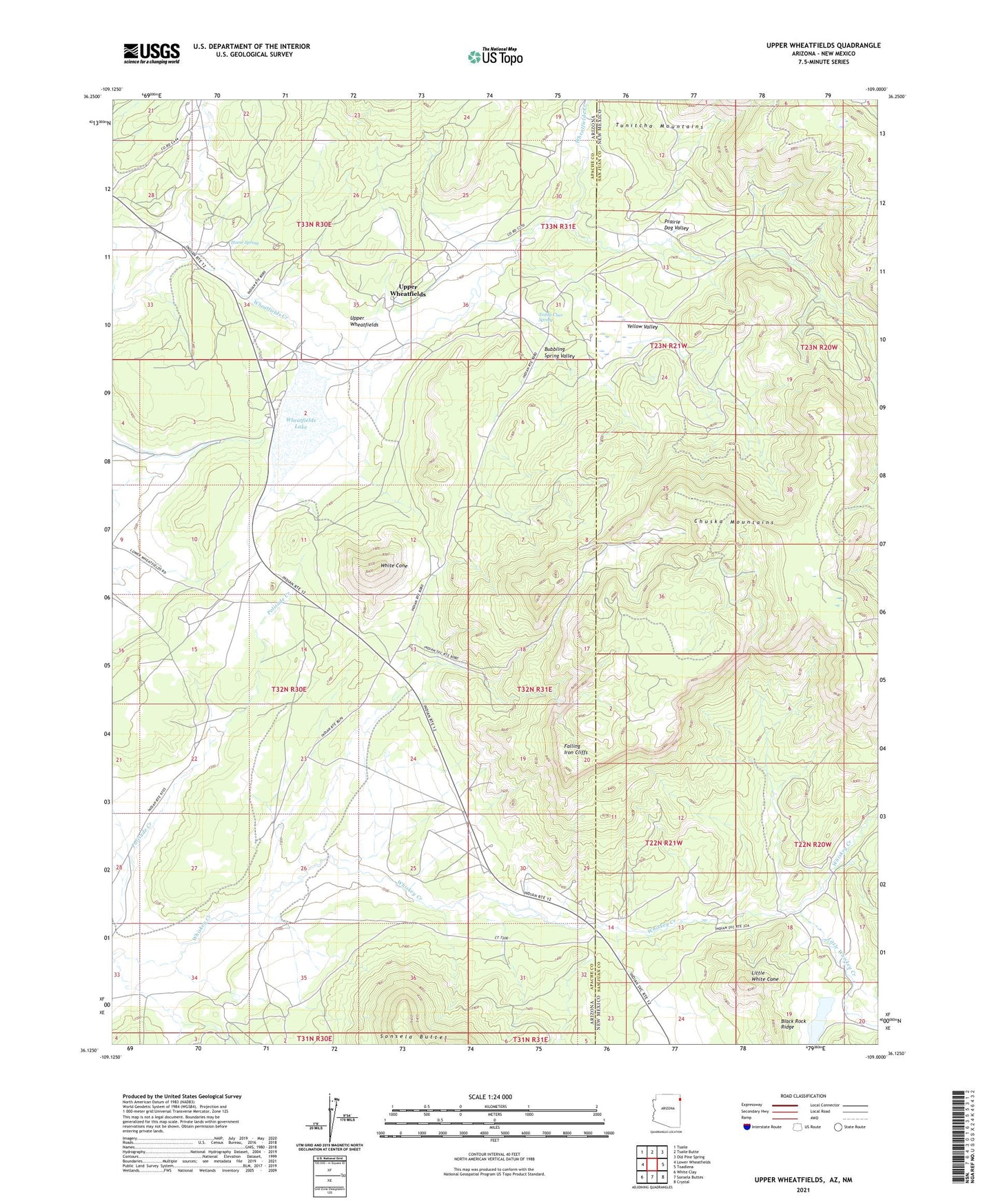 Upper Wheatfields Arizona US Topo Map Image