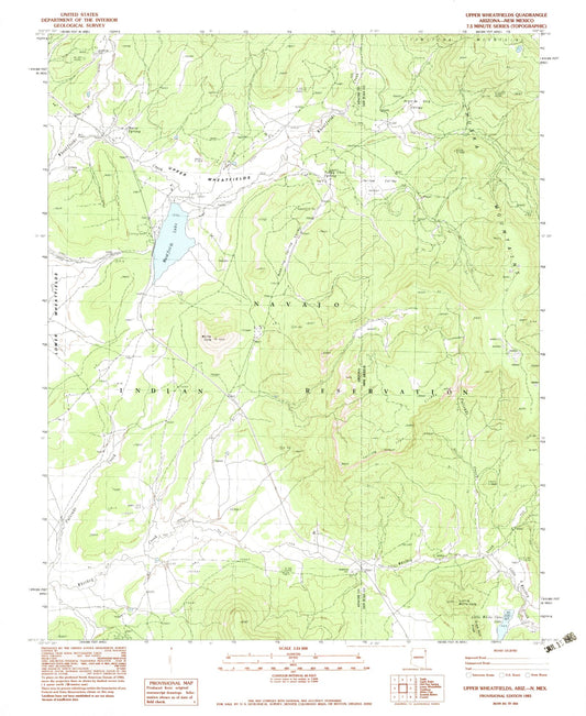 Classic USGS Upper Wheatfields Arizona 7.5'x7.5' Topo Map Image