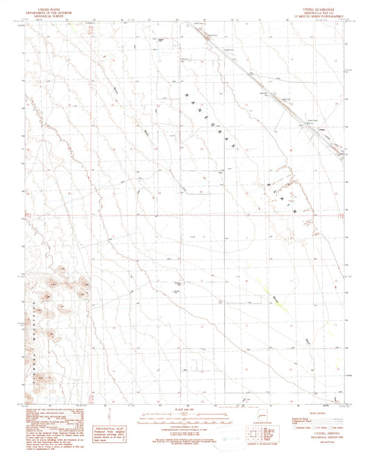 Classic USGS Utting Arizona 7.5'x7.5' Topo Map Image