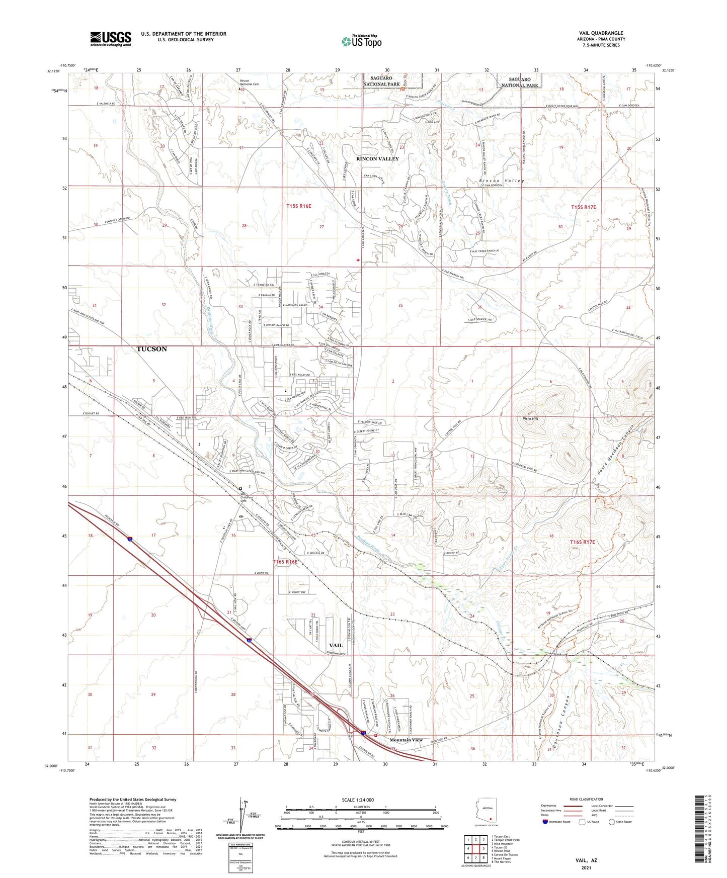 Vail Arizona US Topo Map Image