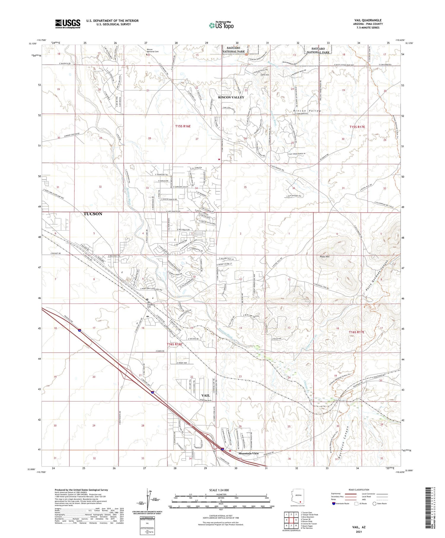 Vail Arizona US Topo Map Image