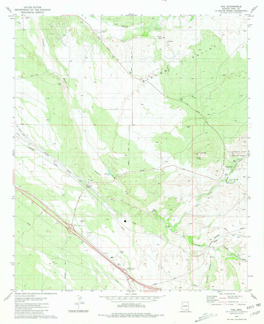 Classic USGS Vail Arizona 7.5'x7.5' Topo Map Image