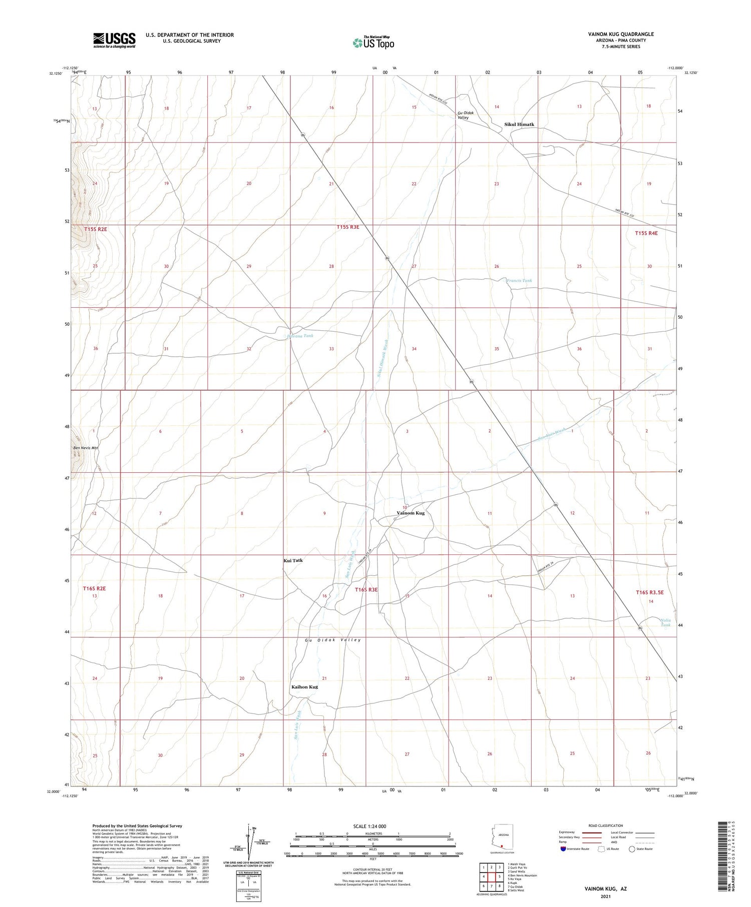 Vainom Kug Arizona US Topo Map Image