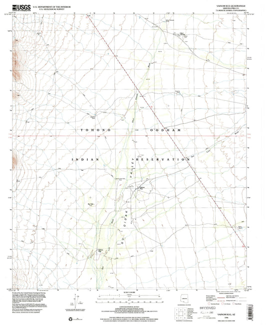 Classic USGS Vainom Kug Arizona 7.5'x7.5' Topo Map Image