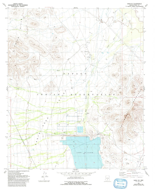 Classic USGS Vaiva Vo Arizona 7.5'x7.5' Topo Map Image