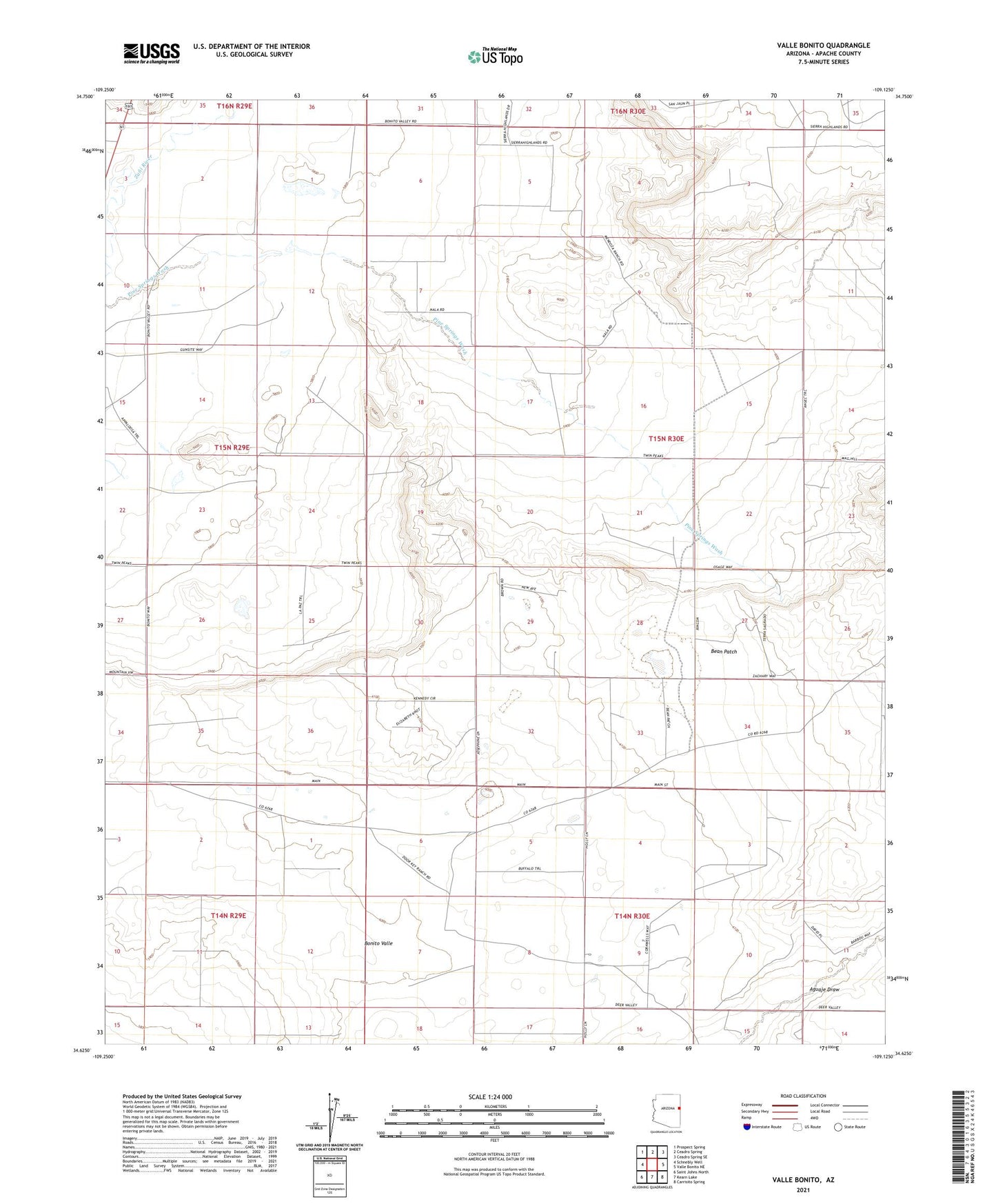 Valle Bonito Arizona US Topo Map Image
