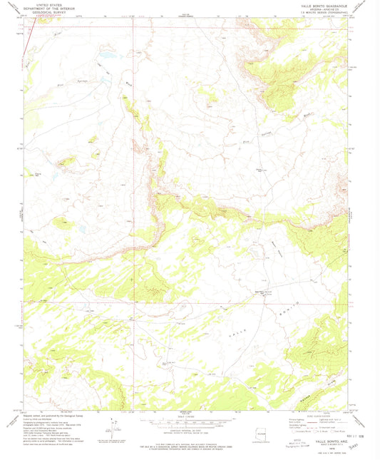 Classic USGS Valle Bonito Arizona 7.5'x7.5' Topo Map Image