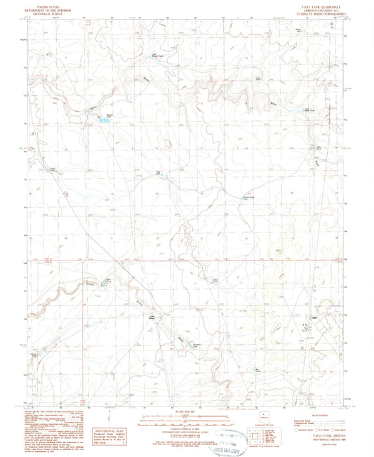 Classic USGS Valle Tank Arizona 7.5'x7.5' Topo Map Image
